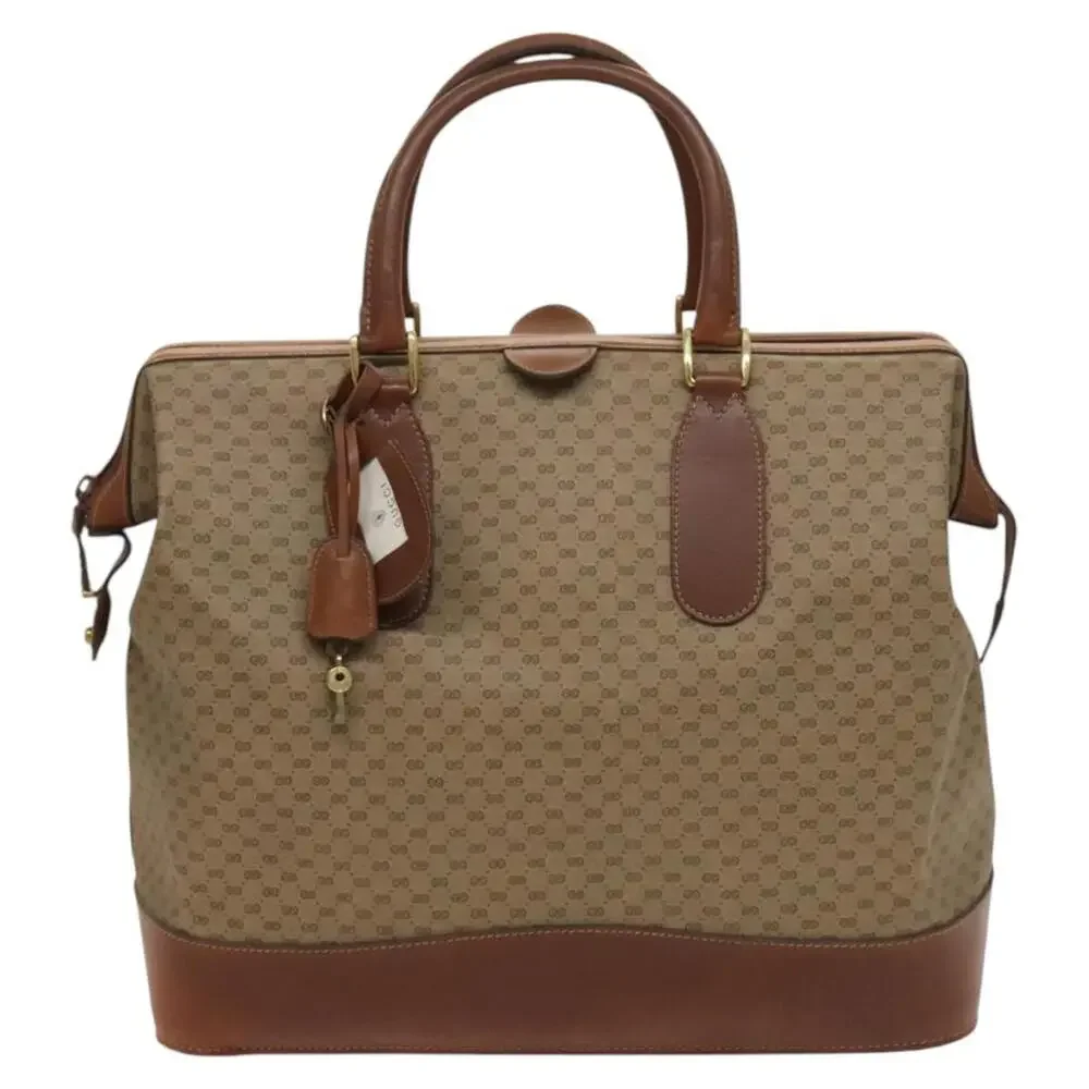 GUCCI Micro GG Supreme Boston Bag Pvc Beige Gold 012 024 0467 45